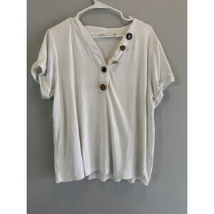 Soft Surroundings Bevvie 1X 14 16 Top Shirt Tee Tunic‎ White Button